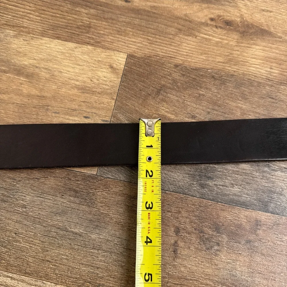 Rock & Republic Leather Belt Logo Rivet Buckle‎ Black Mens 44 Handcrafted